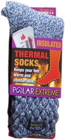 Polar Extreme Thermal Extra Heavy Acrylic Winter Marled Knit Top Socks Matching 2-Packs