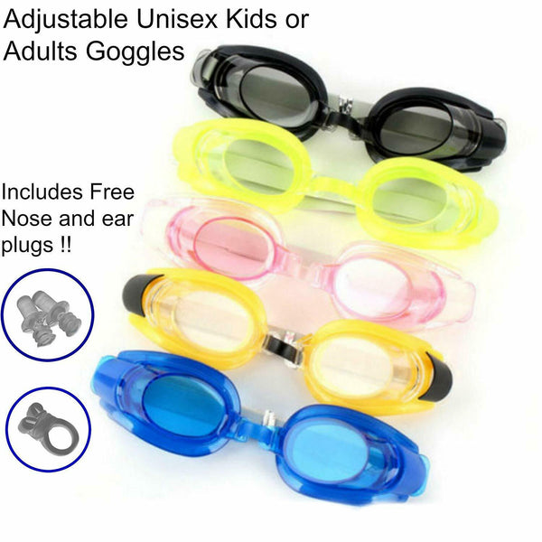 Anti Fog UV Adjustable Swimming Goggles With Nose And Ear Plugs For Adults kids
