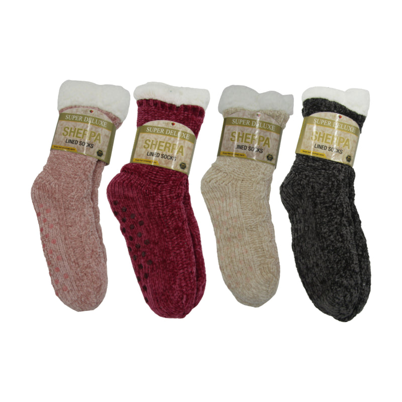 Women's Soft Warm Cozy Fuzzy Non-Slip Lined Furry Slippers Socks, 1 Pa