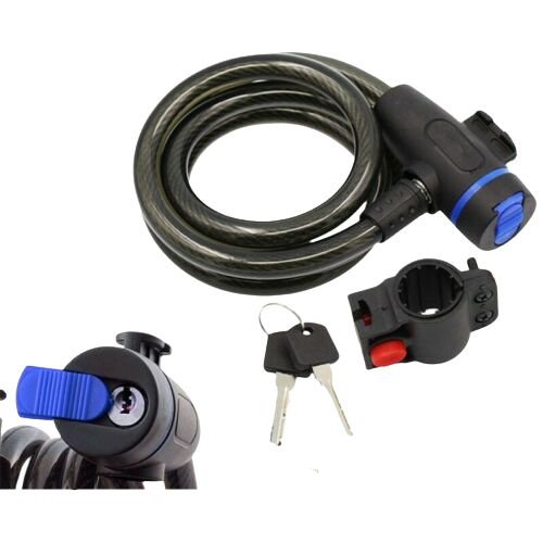 Bicycle Cable Lock Bike Lock Heavy Duty 80mm x 120mm Anti Theft with keys Black