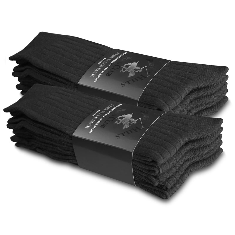Beverly Hills Polo Club Mens Classic Ribbed Black Business Dress Socks
