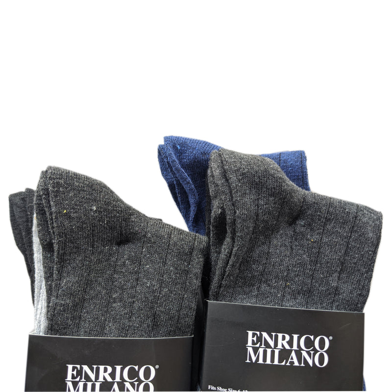 12-Pack New Enrico Milano Assorted Men's Formal Solid Colors Dress Socks Shoe Size 6-12