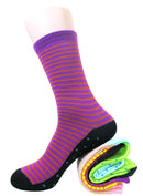 Fun & Colorful Two Tone Stripes & Dotes Assorted 12 Pack Crew Socks