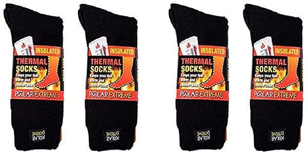 Men's Polar Extreme Super Warm Extra Heavy Thermal Acrylic Winter Socks (Black & Black)