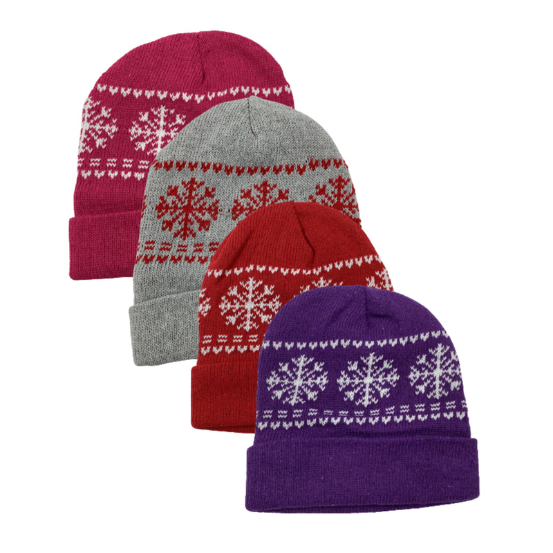 4 Pack Women's Thermal Fleece Lined Winter Insulated Cuff Beanie Hat