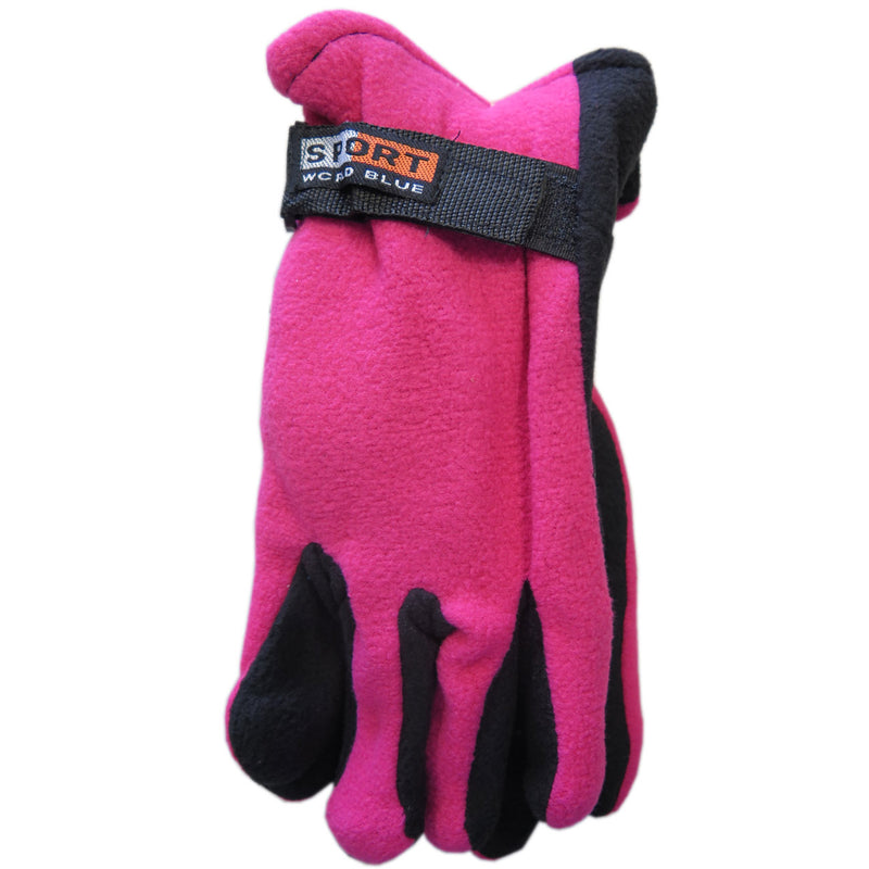 Sport World Blue Unisex Winter Fleece Gloves With Strap Assorted Color 3-Pack