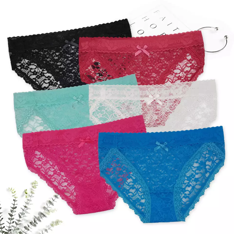 6-Pack Women's Lace Bikini Soft Lace Briefs Panties Sexy Lingerie Panty Underwear