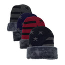 4 Pack Men's Thick Thermal Fur Fleece Lined Winter Insulated Cuff Beanie Hat