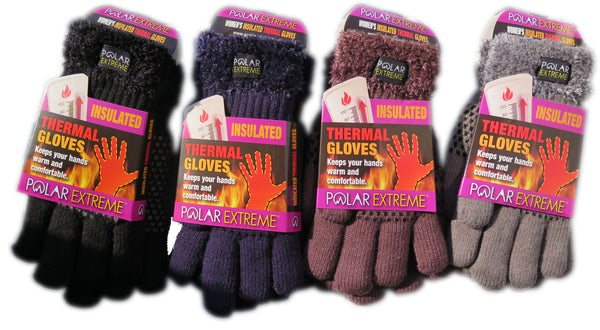 Polar Extreme Women's Furry Insulated Thermal Heavy Cable Knit Winter Gloves