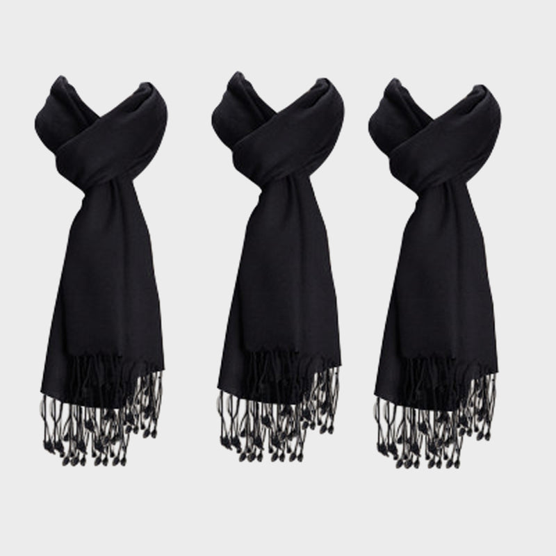 3 Pack Unisex Fleece Lined Thermal Scarf Black 9.5 X 59