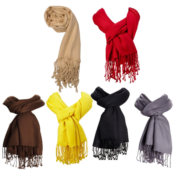 3 Pack Unisex Fleece Lined Thermal Scarf Assorted Random Colors 9.5 X 59