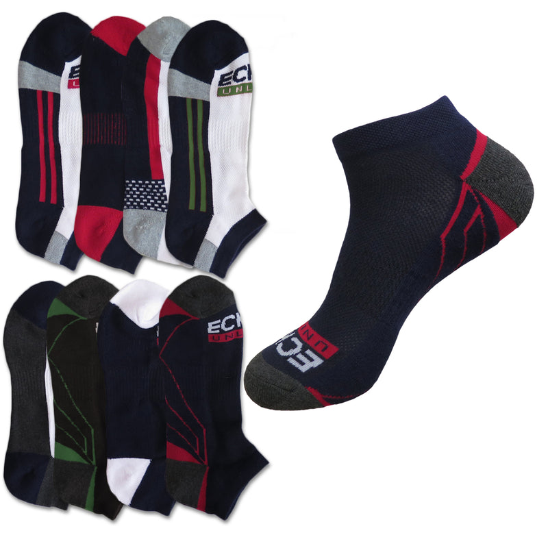 ECKO UNLTD Men's No-Show 1/2 Ankle or Quarter Cushion Socks 6 Pairs Random Colors