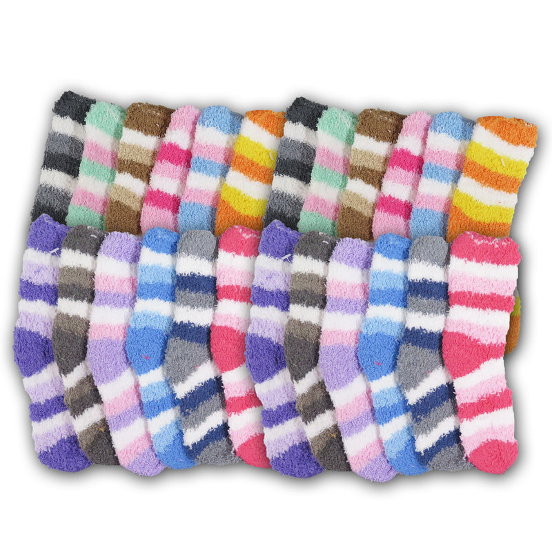 Kid's Super Soft Toasty Plush Warm Fuzzy Striped Cotton Winter Children Casual Socks