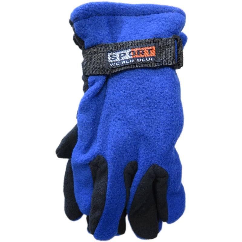 Sport World Blue Unisex Winter Fleece Gloves With Strap Assorted Color 3-Pack