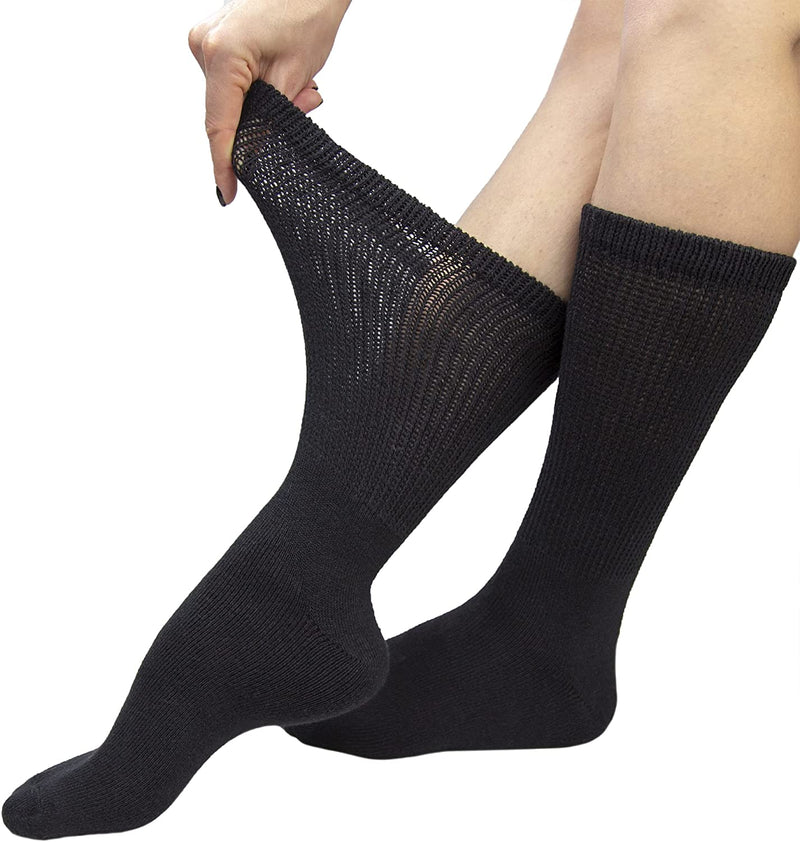 2-12 Pairs Premium Women’s Colorful Soft Breathable Cotton Crew Socks, Non-Binding & Comfort Diabetic Socks (Fits Shoe Size 6-10)