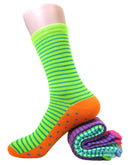 Fun & Colorful Two Tone Stripes & Dotes Assorted 12 Pack Crew Socks